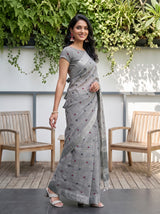 MIMOSA Grey Banarasi Cotton Saree — pose 9 styling detail