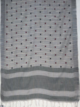 MIMOSA Grey Banarasi Cotton Saree — pallu and zari work detail