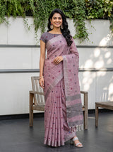 MIMOSA Lavender Banarasi Cotton Saree — AI Model lifestyle pose