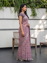 MIMOSA Lavender Banarasi Cotton Saree — pose 3 styling detail