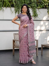 MIMOSA Lavender Banarasi Cotton Saree — pose 4 styling detail