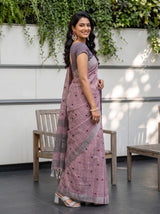 MIMOSA Lavender Banarasi Cotton Saree — pose 5 styling detail