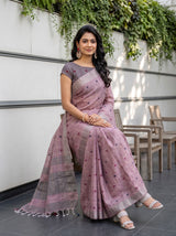MIMOSA Lavender Banarasi Cotton Saree — pose 8 styling detail