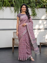 MIMOSA Lavender Banarasi Cotton Saree — pose 9 styling detail