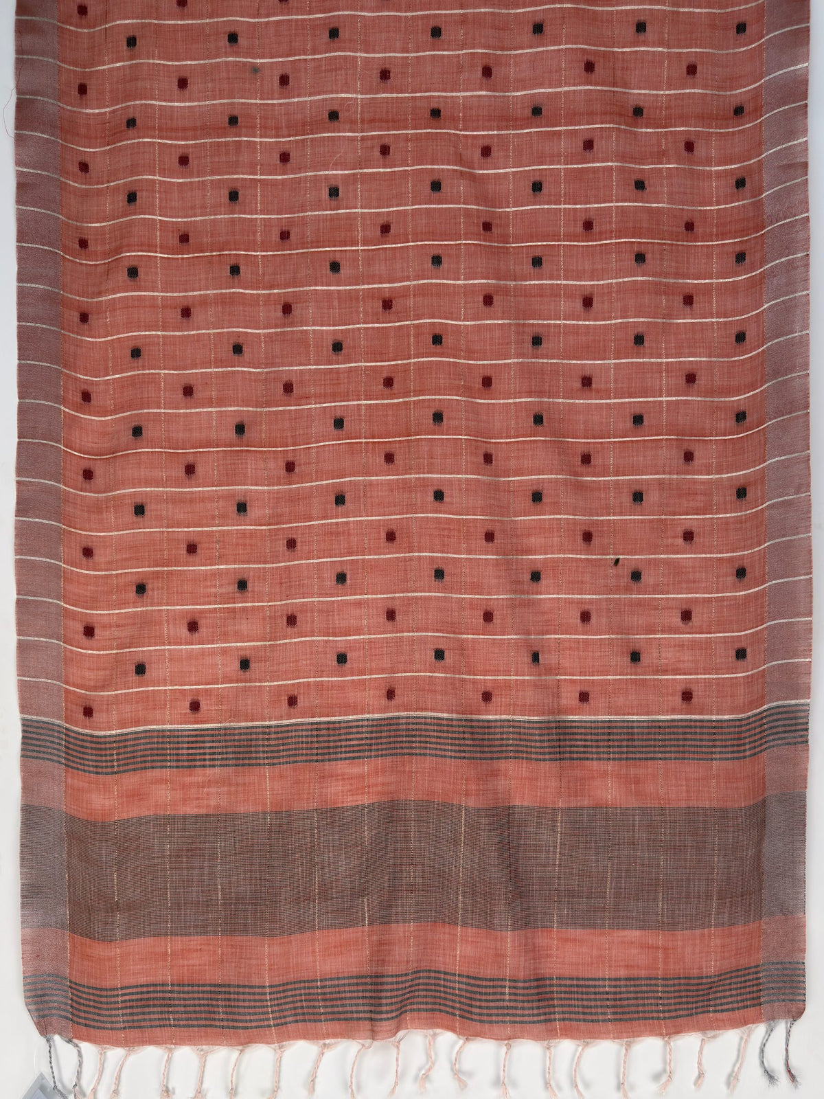 MIMOSA Orange Banarasi Cotton Saree — pallu and zari work detail