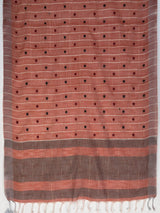 MIMOSA Orange Banarasi Cotton Saree — pallu and zari work detail