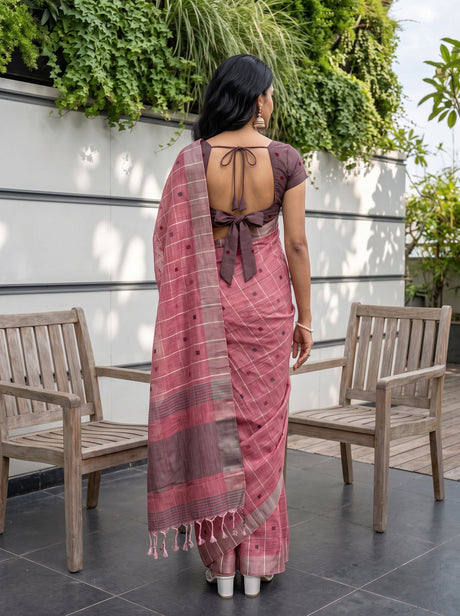 MIMOSA Rani Banarasi Cotton Saree — Saree shot pallu and body