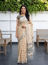 MIMOSA Tussar Banarasi Cotton Saree — AI Model lifestyle pose