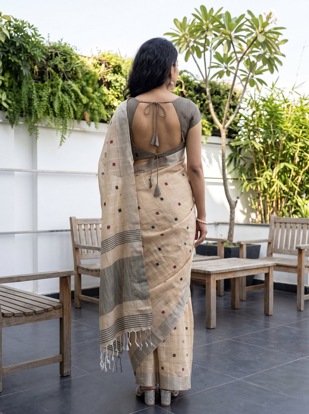 MIMOSA Tussar Banarasi Cotton Saree — Saree shot pallu and body