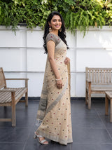 MIMOSA Tussar Banarasi Cotton Saree — pose 3 styling detail