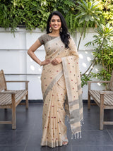 MIMOSA Tussar Banarasi Cotton Saree — pose 4 styling detail