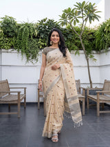 MIMOSA Tussar Banarasi Cotton Saree — pose 6 styling detail