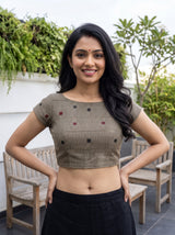 MIMOSA Tussar Banarasi Cotton Saree — blouse close-up