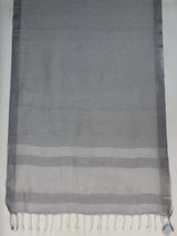 MIMOSA Grey Banarasi Cotton Saree — pallu and zari work detail
