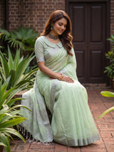 MIMOSA Liril Banarasi Cotton Saree — pose 10 styling detail