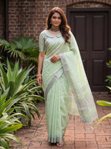 MIMOSA Liril Banarasi Cotton Saree — pose 6 styling detail