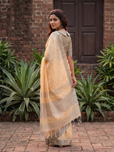 MIMOSA Orange Banarasi Cotton Saree — pose 7 styling detail