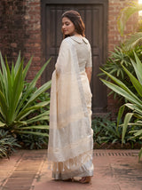 MIMOSA Tussar Banarasi Cotton Saree — pose 5 styling detail