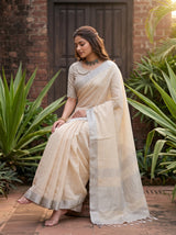 MIMOSA Tussar Banarasi Cotton Saree — pose 9 styling detail