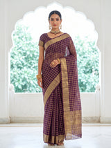MIMOSA Jamun Banarasi Saree — front view on mannequin