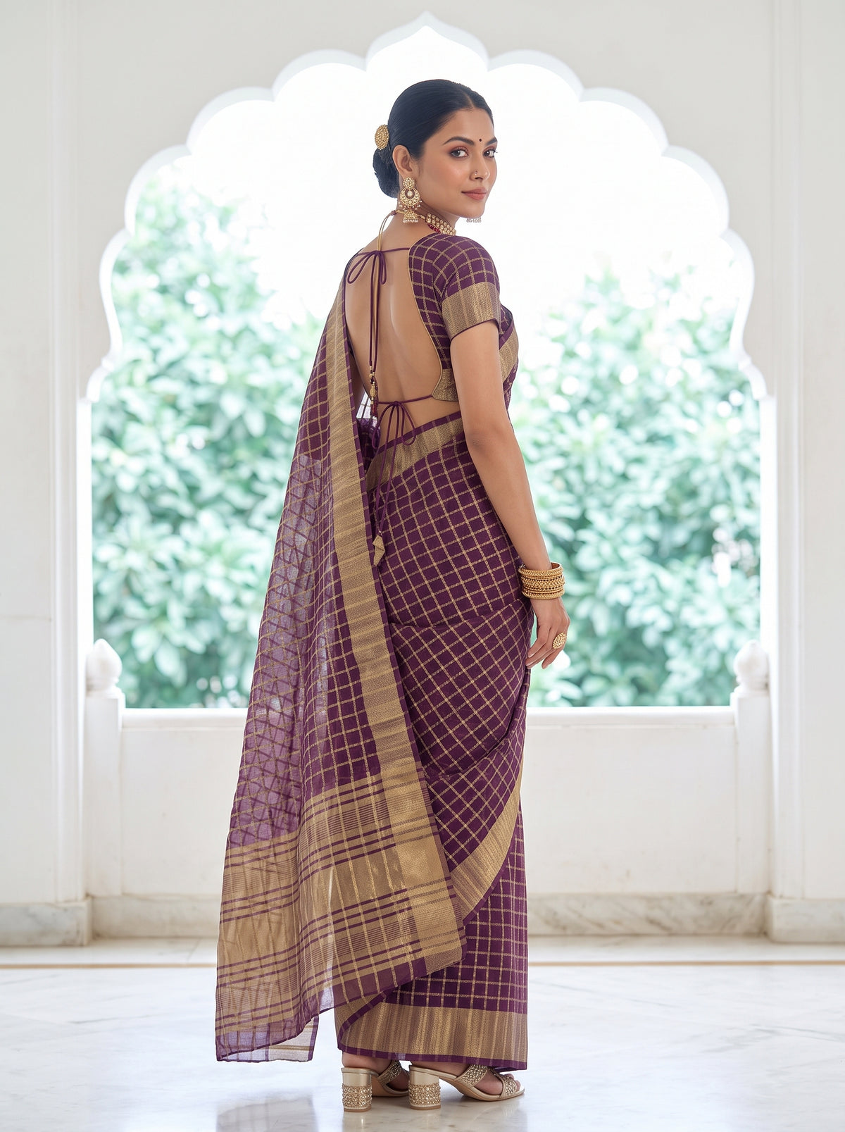 MIMOSA Jamun Banarasi Saree — pose 7 styling detail