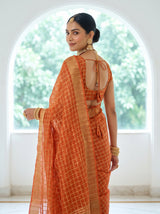 MIMOSA Peach Banarasi Saree — pose 10 styling detail