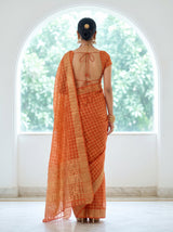 MIMOSA Peach Banarasi Saree — pose 2 styling detail