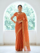MIMOSA Peach Banarasi Saree — pose 4 styling detail