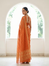 MIMOSA Peach Banarasi Saree — pose 5 styling detail