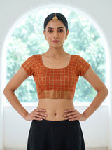 MIMOSA Peach Banarasi Saree — blouse close-up