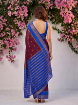 MIMOSA Wine Mysore Silk Crepe Saree — Saree shot of pallu and body