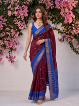 MIMOSA Wine Mysore Silk Crepe Saree — pose 6 styling detail