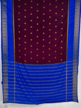 MIMOSA Wine Mysore Silk Crepe Saree — pallu and zari work detail