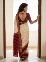 MIMOSA Half White Mysore Silk Saree — pose 2 styling detail