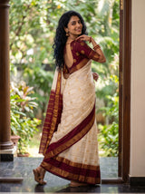 MIMOSA Half White Mysore Silk Saree — pose 5 styling detail