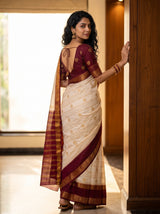 MIMOSA Half White Mysore Silk Saree — pose 7 styling detail