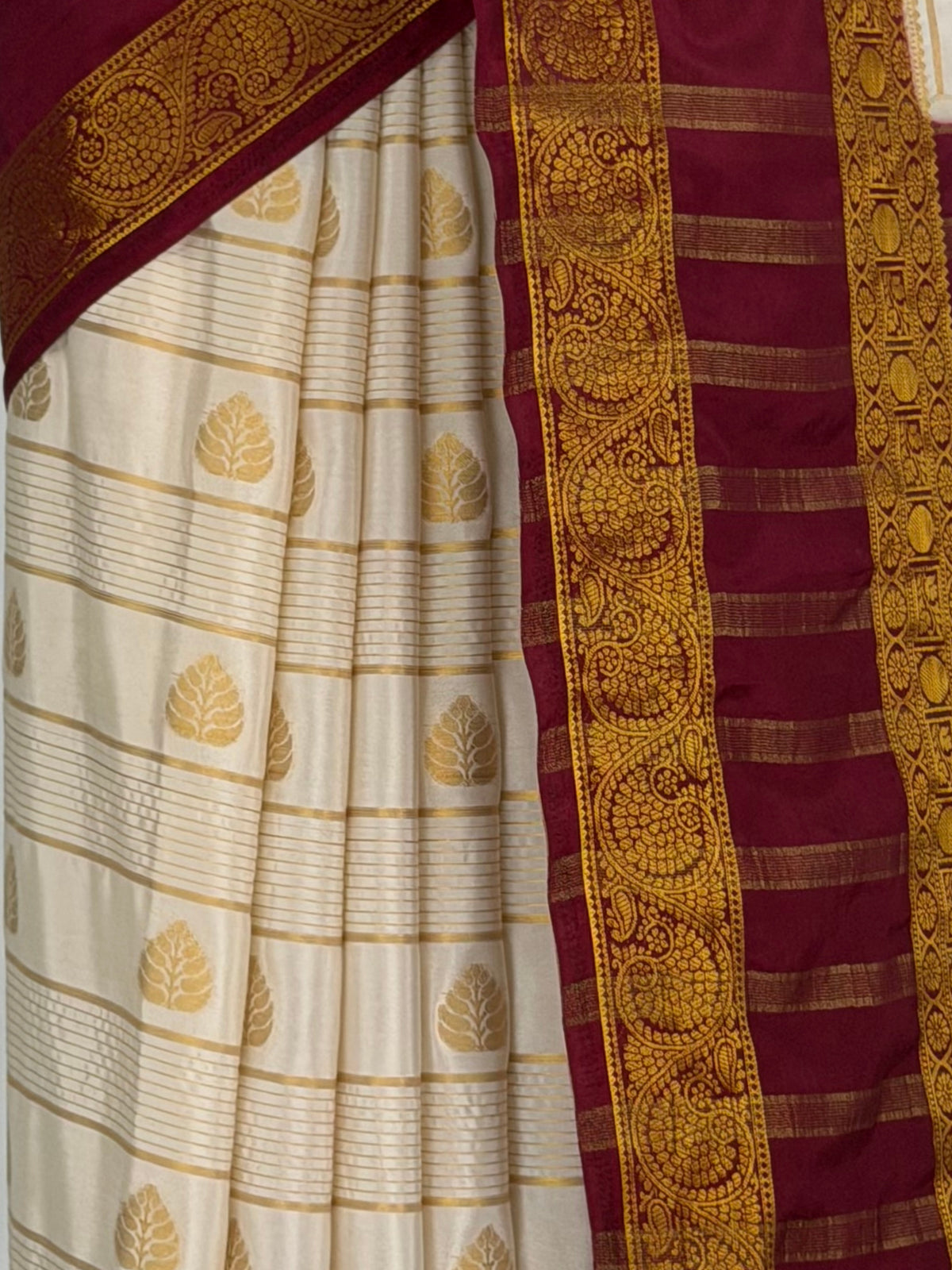 MIMOSA Half White Mysore Silk Saree — fleets shot full lifestyle
