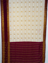 MIMOSA Half White Mysore Silk Saree — pallu and zari work detail