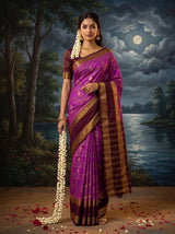 MIMOSA Lavender Mysore Silk Saree — front view on mannequin