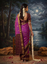 MIMOSA Lavender Mysore Silk Saree — pose 2 styling detail