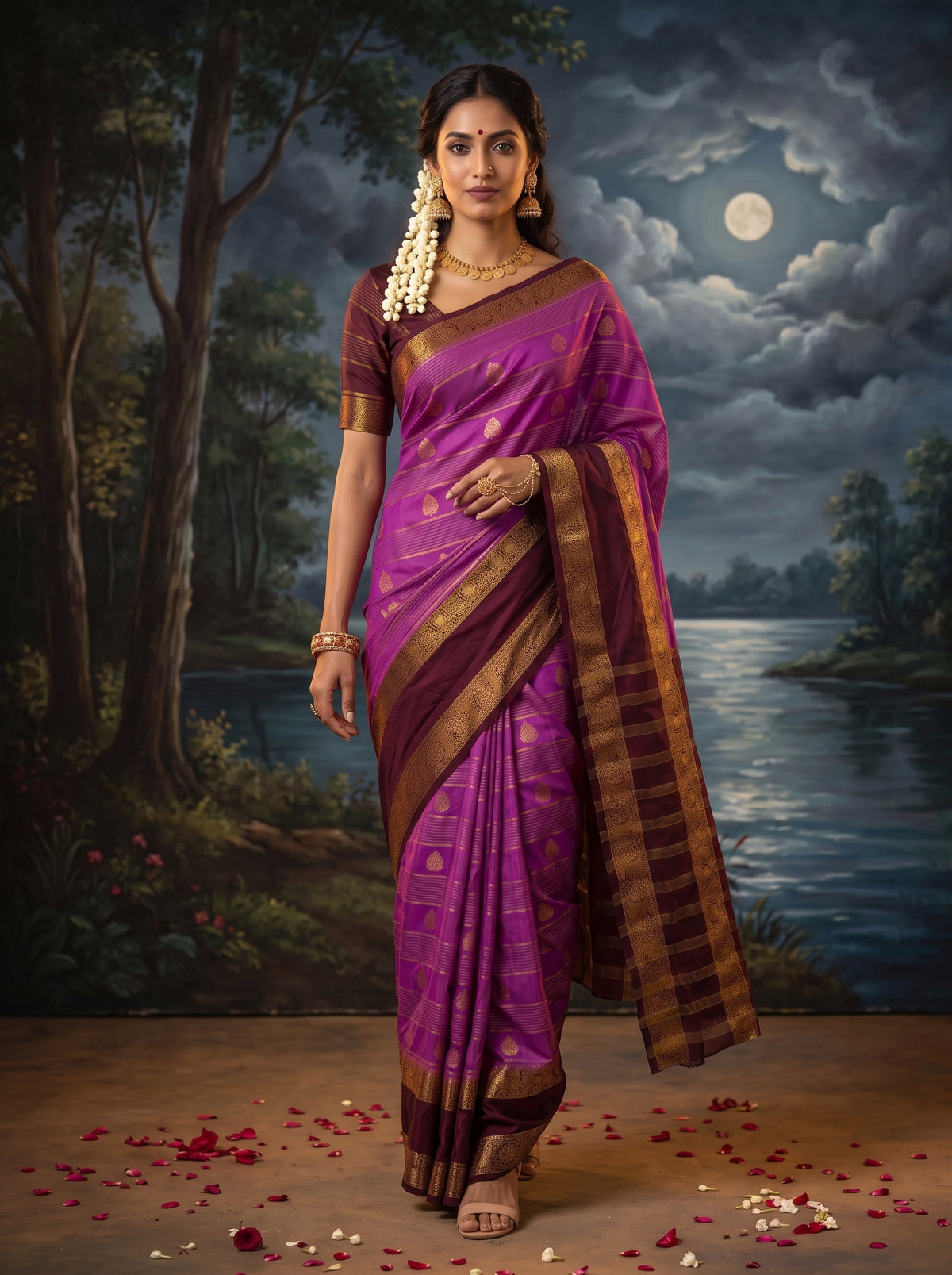 MIMOSA Lavender Mysore Silk Saree — pose 6 styling detail