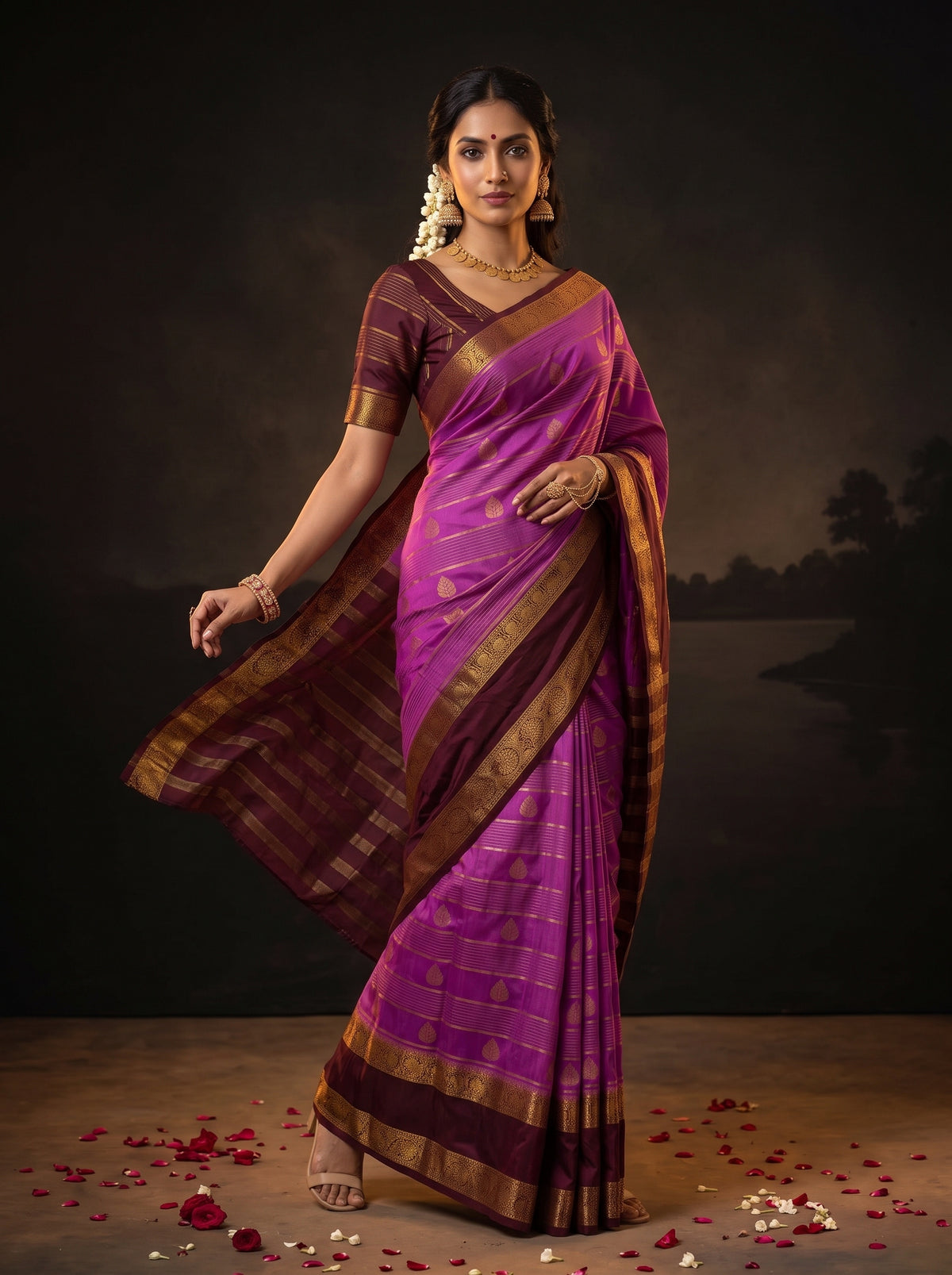 MIMOSA Lavender Mysore Silk Saree — pose 9 styling detail