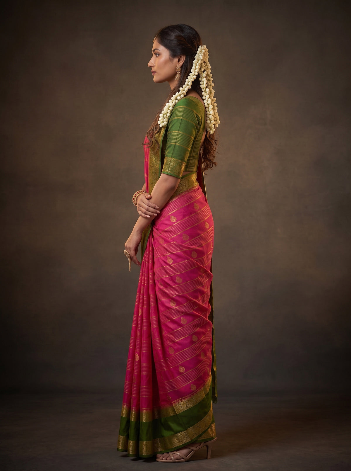 MIMOSA Rani Mysore Silk Saree — pose 3 styling detail