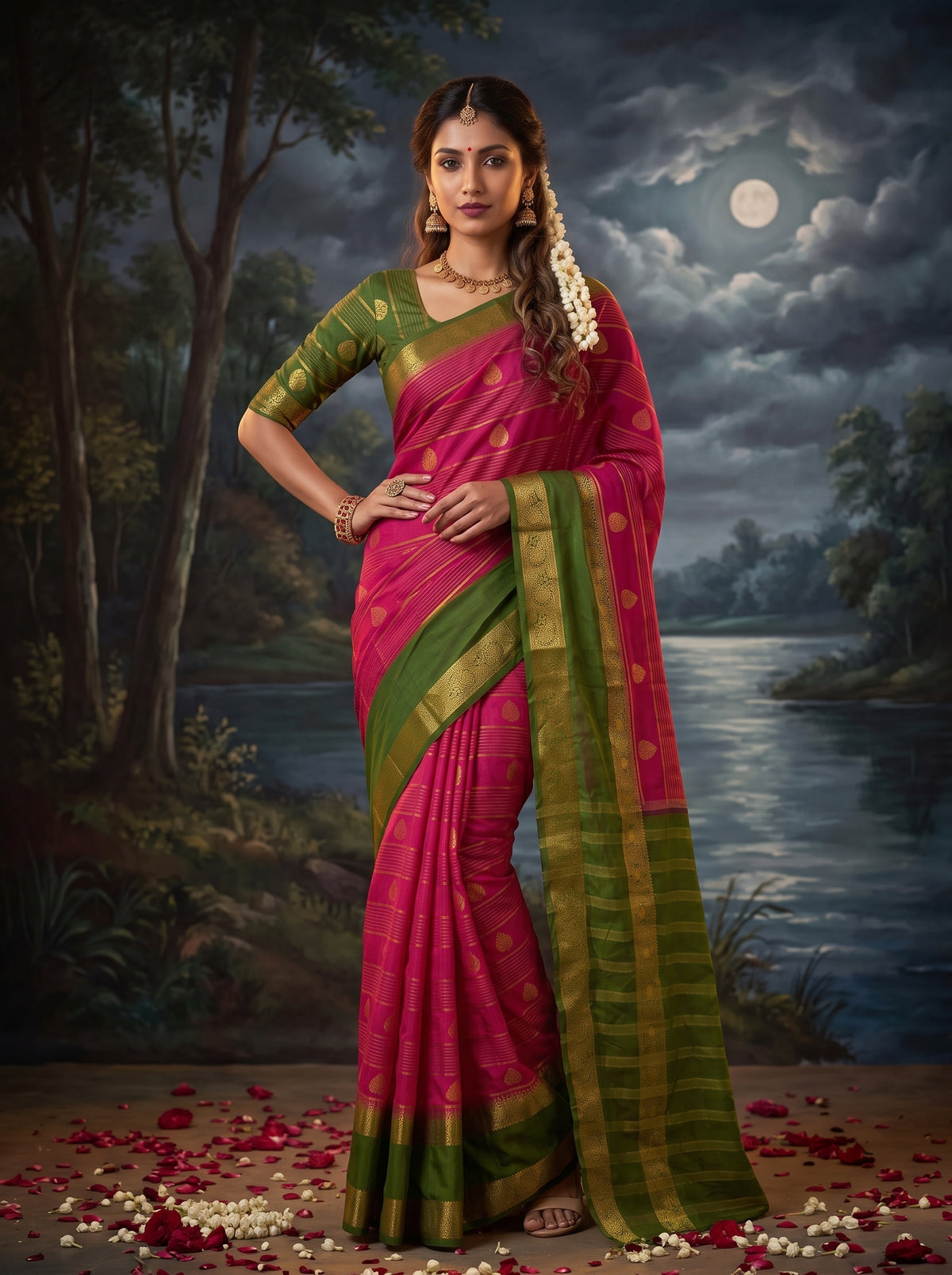 MIMOSA Rani Mysore Silk Saree — pose 4 styling detail