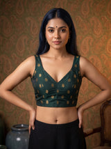 MIMOSA Gajari Mysore Silk Crepe Saree — blouse close-up