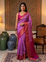 MIMOSA Lavender Mysore Silk Crepe Saree — pose 10 styling detail