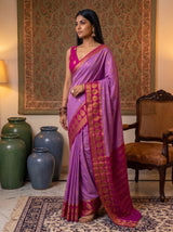 MIMOSA Lavender Mysore Silk Crepe Saree — pose 3 styling detail