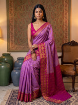MIMOSA Lavender Mysore Silk Crepe Saree — pose 8 styling detail