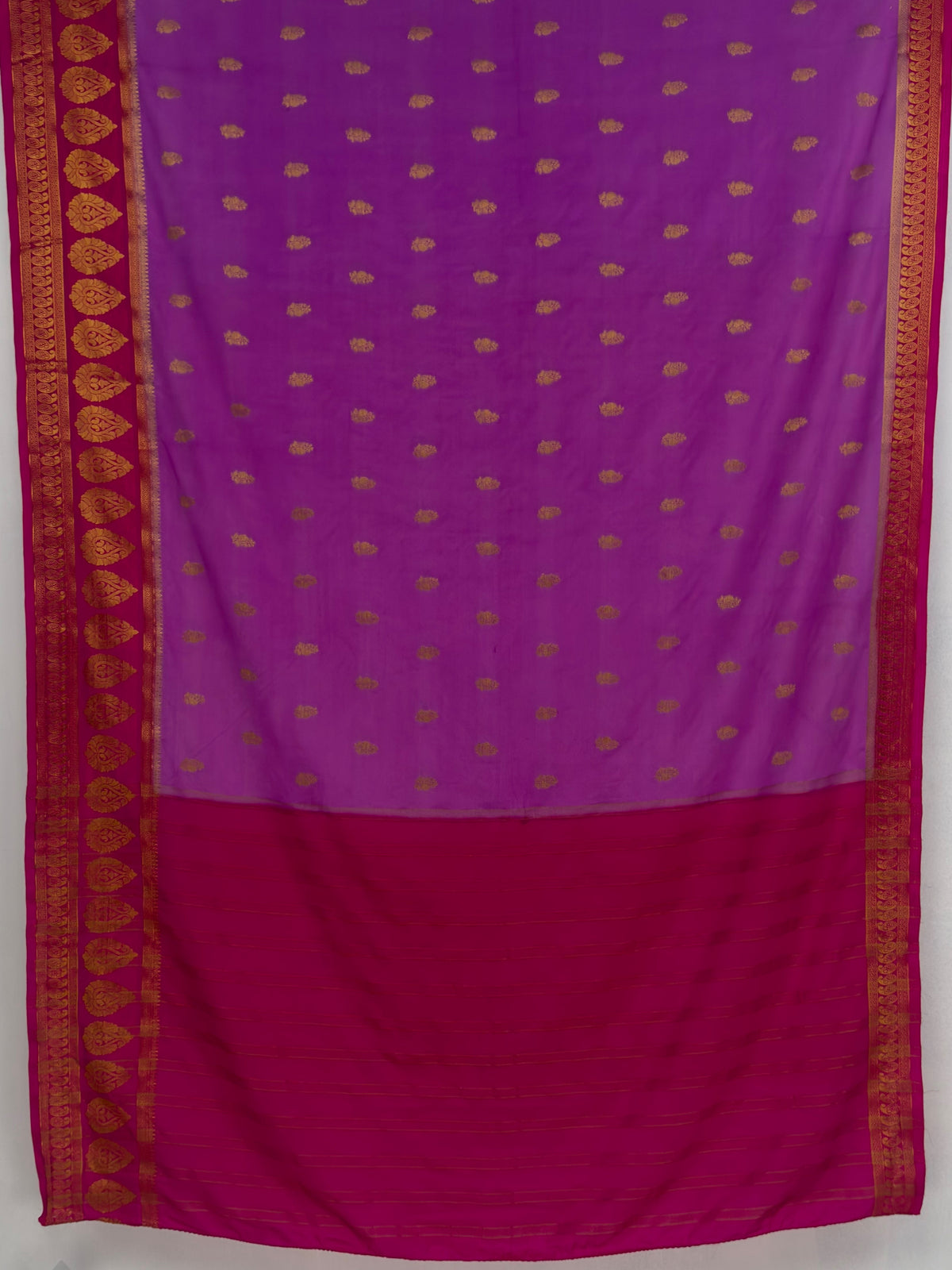 MIMOSA Lavender Mysore Silk Crepe Saree — pallu and zari work detail