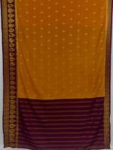 MIMOSA Mustard Mysore Silk Crepe Saree — pallu and zari work detail